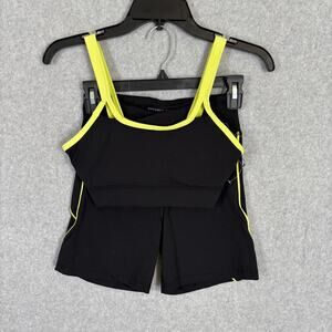 Sincerely Jules Set Outfit Small Black Bra Bike Shorts‎ Active Yoga Running Neon